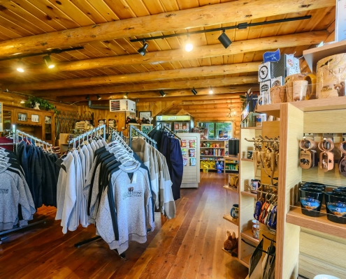 The inside of the Hatchet Resort gift shop